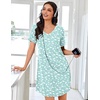 image:imageEkouaer Nightgowns for Women Bamboo Viscose Sleep Shirts Short Sleeve Night Shirts Casual Sleep Dress Soft SleepwearGreen Floral