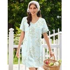image:imageEkouaer Nightgowns for Women Bamboo Viscose Sleep Shirts Short Sleeve Night Shirts Casual Sleep Dress Soft SleepwearGreen Flowers