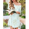 image:imageEkouaer Nightgowns for Women Bamboo Viscose Sleep Shirts Short Sleeve Night Shirts Casual Sleep Dress Soft SleepwearGreen Flowers