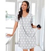 image:imageEkouaer Nightgowns for Women Bamboo Viscose Sleep Shirts Short Sleeve Night Shirts Casual Sleep Dress Soft SleepwearGrey Star