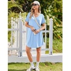 image:imageEkouaer Nightgowns for Women Bamboo Viscose Sleep Shirts Short Sleeve Night Shirts Casual Sleep Dress Soft SleepwearLight Blue