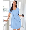 image:imageEkouaer Nightgowns for Women Bamboo Viscose Sleep Shirts Short Sleeve Night Shirts Casual Sleep Dress Soft SleepwearLight Blue