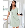 image:imageEkouaer Nightgowns for Women Bamboo Viscose Sleep Shirts Short Sleeve Night Shirts Casual Sleep Dress Soft SleepwearLight Green