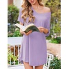 image:imageEkouaer Nightgowns for Women Bamboo Viscose Sleep Shirts Short Sleeve Night Shirts Casual Sleep Dress Soft SleepwearLight Purple