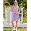 image:imageEkouaer Nightgowns for Women Bamboo Viscose Sleep Shirts Short Sleeve Night Shirts Casual Sleep Dress Soft SleepwearLight Purple