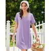 image:imageEkouaer Nightgowns for Women Bamboo Viscose Sleep Shirts Short Sleeve Night Shirts Casual Sleep Dress Soft SleepwearLight Purple