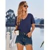 image:imageEkouaer Nightgowns for Women Bamboo Viscose Sleep Shirts Short Sleeve Night Shirts Casual Sleep Dress Soft SleepwearNavy Blue
