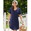 image:imageEkouaer Nightgowns for Women Bamboo Viscose Sleep Shirts Short Sleeve Night Shirts Casual Sleep Dress Soft SleepwearNavy Blue