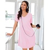 image:imageEkouaer Nightgowns for Women Bamboo Viscose Sleep Shirts Short Sleeve Night Shirts Casual Sleep Dress Soft SleepwearPink