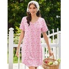 image:imageEkouaer Nightgowns for Women Bamboo Viscose Sleep Shirts Short Sleeve Night Shirts Casual Sleep Dress Soft SleepwearPink Floral
