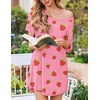 image:imageEkouaer Nightgowns for Women Bamboo Viscose Sleep Shirts Short Sleeve Night Shirts Casual Sleep Dress Soft SleepwearPink Strawberry