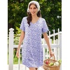 image:imageEkouaer Nightgowns for Women Bamboo Viscose Sleep Shirts Short Sleeve Night Shirts Casual Sleep Dress Soft SleepwearPurple Flowers