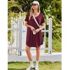 image:imageEkouaer Nightgowns for Women Bamboo Viscose Sleep Shirts Short Sleeve Night Shirts Casual Sleep Dress Soft SleepwearRed