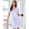 image:imageEkouaer Nightgowns for Women Bamboo Viscose Sleep Shirts Short Sleeve Night Shirts Casual Sleep Dress Soft SleepwearTiedye