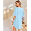 image:imageEkouaer Nightgowns for Women Bamboo Viscose Sleepshirt Short sleeve Nightshirt V Neck T shirt Night gown Boyfriend SleepwearAqua