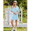 image:imageEkouaer Nightgowns for Women Bamboo Viscose Sleepshirt Short sleeve Nightshirt V Neck T shirt Night gown Boyfriend SleepwearAqua