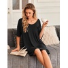 image:imageEkouaer Nightgowns for Women Bamboo Viscose Sleepshirt Short sleeve Nightshirt V Neck T shirt Night gown Boyfriend SleepwearBlack
