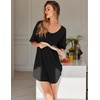 image:imageEkouaer Nightgowns for Women Bamboo Viscose Sleepshirt Short sleeve Nightshirt V Neck T shirt Night gown Boyfriend SleepwearBlack