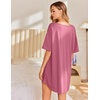 image:imageEkouaer Nightgowns for Women Bamboo Viscose Sleepshirt Short sleeve Nightshirt V Neck T shirt Night gown Boyfriend SleepwearCherry Red