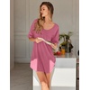 image:imageEkouaer Nightgowns for Women Bamboo Viscose Sleepshirt Short sleeve Nightshirt V Neck T shirt Night gown Boyfriend SleepwearCherry Red