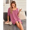 image:imageEkouaer Nightgowns for Women Bamboo Viscose Sleepshirt Short sleeve Nightshirt V Neck T shirt Night gown Boyfriend SleepwearCherry Red