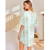 image:imageEkouaer Nightgowns for Women Bamboo Viscose Sleepshirt Short sleeve Nightshirt V Neck T shirt Night gown Boyfriend SleepwearFloral Green