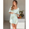 image:imageEkouaer Nightgowns for Women Bamboo Viscose Sleepshirt Short sleeve Nightshirt V Neck T shirt Night gown Boyfriend SleepwearFloral Green