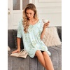 image:imageEkouaer Nightgowns for Women Bamboo Viscose Sleepshirt Short sleeve Nightshirt V Neck T shirt Night gown Boyfriend SleepwearFloral Green