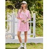 image:imageEkouaer Nightgowns for Women Bamboo Viscose Sleepshirt Short sleeve Nightshirt V Neck T shirt Night gown Boyfriend SleepwearFloral Pink