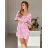 image:imageEkouaer Nightgowns for Women Bamboo Viscose Sleepshirt Short sleeve Nightshirt V Neck T shirt Night gown Boyfriend SleepwearFloral Pink