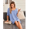 image:imageEkouaer Nightgowns for Women Bamboo Viscose Sleepshirt Short sleeve Nightshirt V Neck T shirt Night gown Boyfriend SleepwearLight Blue