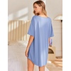 image:imageEkouaer Nightgowns for Women Bamboo Viscose Sleepshirt Short sleeve Nightshirt V Neck T shirt Night gown Boyfriend SleepwearLight Blue