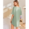 image:imageEkouaer Nightgowns for Women Bamboo Viscose Sleepshirt Short sleeve Nightshirt V Neck T shirt Night gown Boyfriend SleepwearLight Green