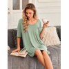 image:imageEkouaer Nightgowns for Women Bamboo Viscose Sleepshirt Short sleeve Nightshirt V Neck T shirt Night gown Boyfriend SleepwearLight Green