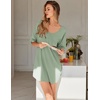 image:imageEkouaer Nightgowns for Women Bamboo Viscose Sleepshirt Short sleeve Nightshirt V Neck T shirt Night gown Boyfriend SleepwearLight Green