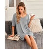 image:imageEkouaer Nightgowns for Women Bamboo Viscose Sleepshirt Short sleeve Nightshirt V Neck T shirt Night gown Boyfriend SleepwearLight Grey