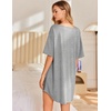 image:imageEkouaer Nightgowns for Women Bamboo Viscose Sleepshirt Short sleeve Nightshirt V Neck T shirt Night gown Boyfriend SleepwearLight Grey
