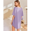image:imageEkouaer Nightgowns for Women Bamboo Viscose Sleepshirt Short sleeve Nightshirt V Neck T shirt Night gown Boyfriend SleepwearLight Purple