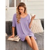 image:imageEkouaer Nightgowns for Women Bamboo Viscose Sleepshirt Short sleeve Nightshirt V Neck T shirt Night gown Boyfriend SleepwearLight Purple