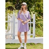 image:imageEkouaer Nightgowns for Women Bamboo Viscose Sleepshirt Short sleeve Nightshirt V Neck T shirt Night gown Boyfriend SleepwearLight Purple
