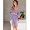 image:imageEkouaer Nightgowns for Women Bamboo Viscose Sleepshirt Short sleeve Nightshirt V Neck T shirt Night gown Boyfriend SleepwearLight Purple