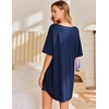 image:imageEkouaer Nightgowns for Women Bamboo Viscose Sleepshirt Short sleeve Nightshirt V Neck T shirt Night gown Boyfriend SleepwearNavy Blue