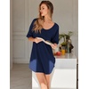 image:imageEkouaer Nightgowns for Women Bamboo Viscose Sleepshirt Short sleeve Nightshirt V Neck T shirt Night gown Boyfriend SleepwearNavy Blue