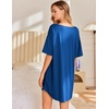image:imageEkouaer Nightgowns for Women Bamboo Viscose Sleepshirt Short sleeve Nightshirt V Neck T shirt Night gown Boyfriend SleepwearPeacock Blue