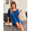 image:imageEkouaer Nightgowns for Women Bamboo Viscose Sleepshirt Short sleeve Nightshirt V Neck T shirt Night gown Boyfriend SleepwearPeacock Blue