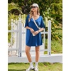 image:imageEkouaer Nightgowns for Women Bamboo Viscose Sleepshirt Short sleeve Nightshirt V Neck T shirt Night gown Boyfriend SleepwearPeacock Blue