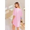 image:imageEkouaer Nightgowns for Women Bamboo Viscose Sleepshirt Short sleeve Nightshirt V Neck T shirt Night gown Boyfriend SleepwearPink