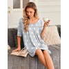image:imageEkouaer Nightgowns for Women Bamboo Viscose Sleepshirt Short sleeve Nightshirt V Neck T shirt Night gown Boyfriend SleepwearStar Print