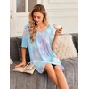 image:imageEkouaer Nightgowns for Women Bamboo Viscose Sleepshirt Short sleeve Nightshirt V Neck T shirt Night gown Boyfriend SleepwearTiedye