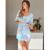 image:imageEkouaer Nightgowns for Women Bamboo Viscose Sleepshirt Short sleeve Nightshirt V Neck T shirt Night gown Boyfriend SleepwearTiedye